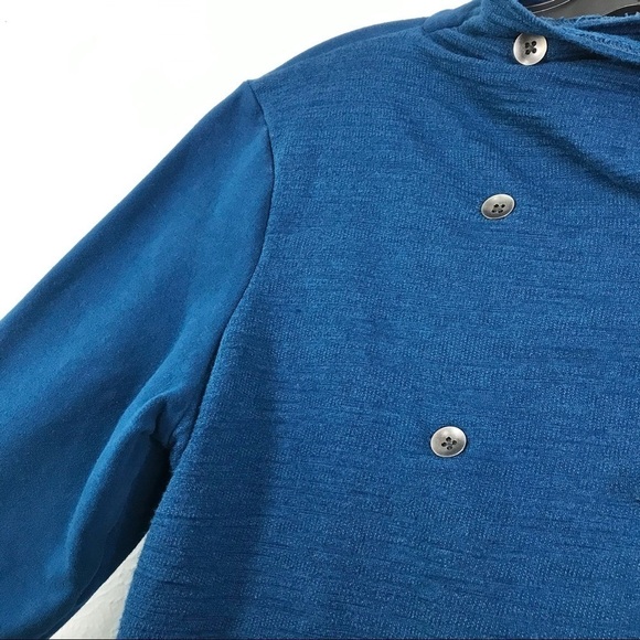 LUCY Blue Knit Double Breasted Sweater Jacket Military Style SIZE LARGE - Picture 10 of 15